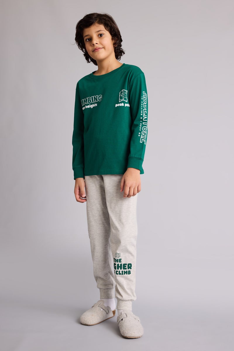 DeFacto Green Boy Boy Regular Fit 2 Piece Pajama Set Casual - Image 2